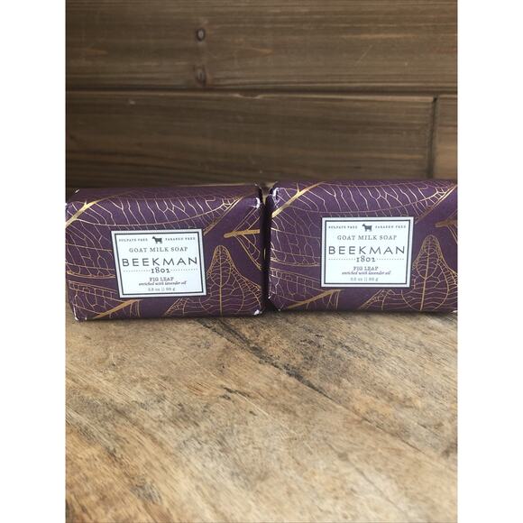 (2) Beekman 1802 FIG LEAF Palm Size Bar Soap - 3.5 oz Each - Picture 2 of 5